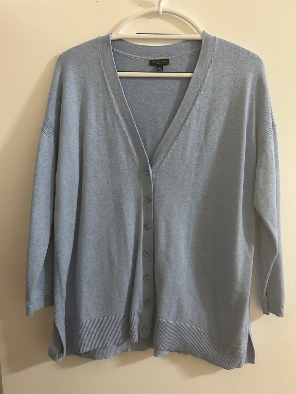 Talbots Light Blue V-Neck Button Cardigan Sweater Plus Petite 1XP